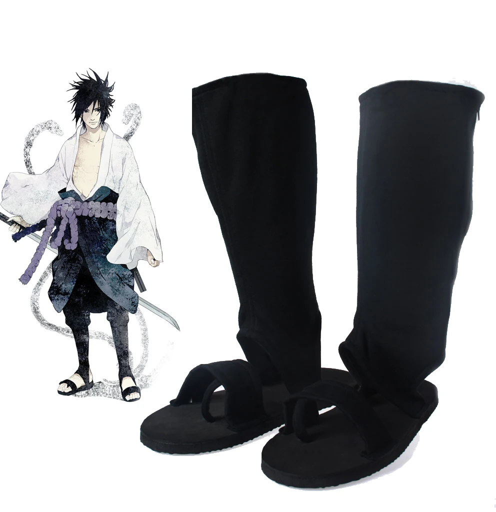 

Free Shipping Naruto Shippuden Sasuke Uchiha Adult Black Ninja Shoes Anime Cosplay Accessory