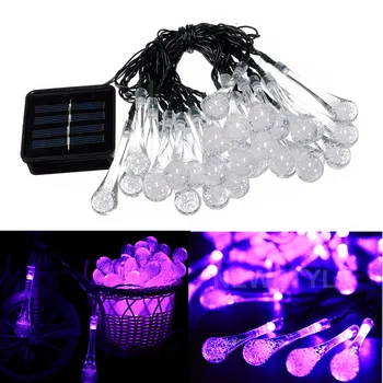

3.2/6.5M 30 LED Fairy Solar Power-saving/Powered String Lights Water Drop Decorative Garden Patio Christmas Waterproof Outdoor