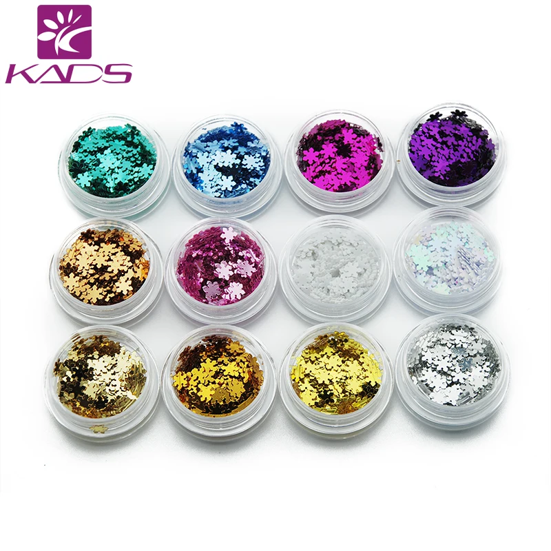 

KADS 1pot Nail Glittter UV Gel Acrylic DIY Nail Art Decoration Snowflake Glitter Nail Art Sequins Powder