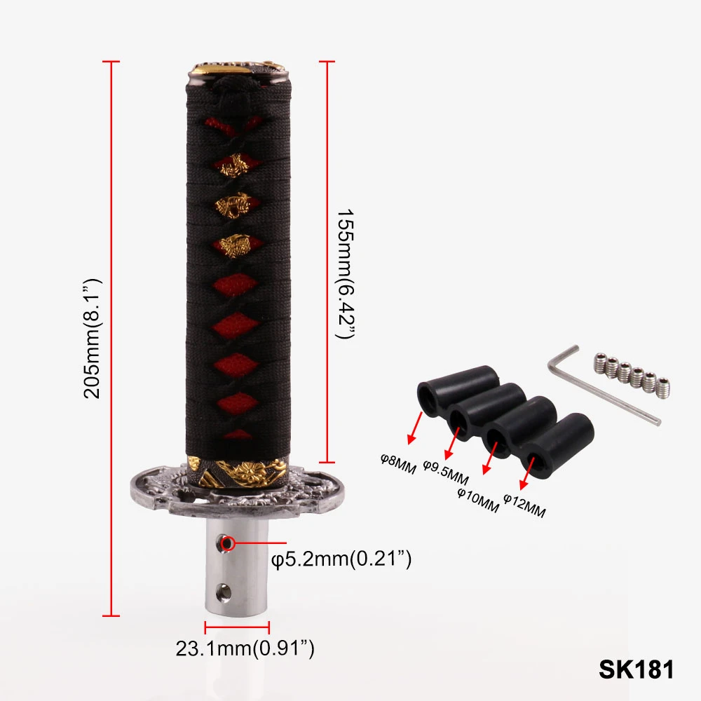 Jdm короткий самурайский серебряный дракон меч рычаг переключения 152mm205mm металлический взвешенный Катана переключения передач для универсального автомобиля SK180