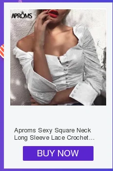 Aproms, Сексуальная кружевная Вязаная блуза с квадратным вырезом и длинным рукавом, женская рубашка на пуговицах, белые короткие топы, летние уличные Блузы