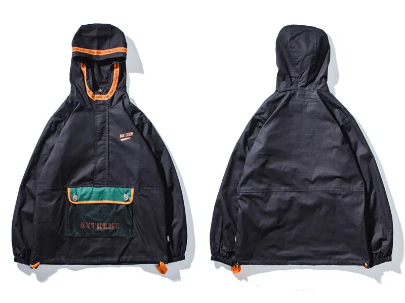 Front Pocket Half Zip Hooded Windbreaker Jacket 1