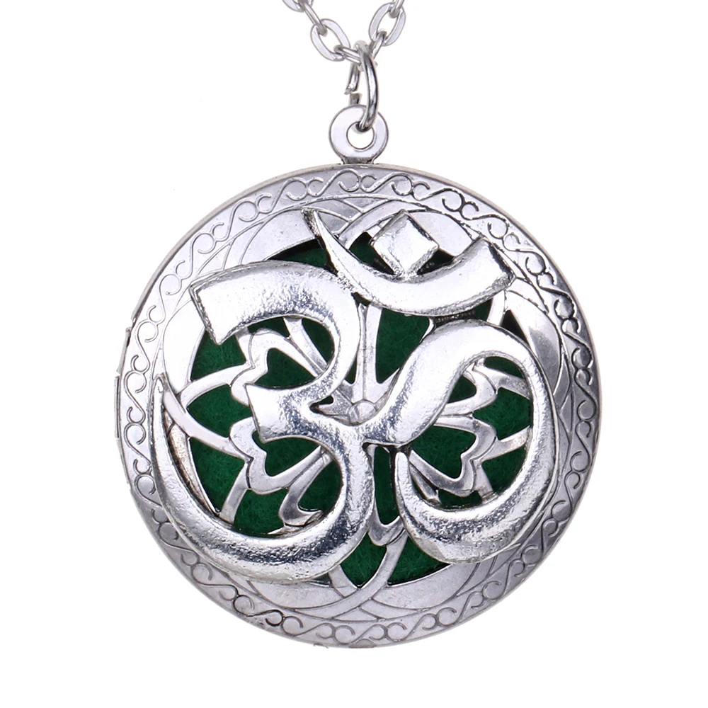 

Exquisite Antique Silver OM Moola Mantra Aroma Essential Oil Diffuser Necklace Aromatherapy Lockets Pendant Necklace+ Gift Pouch