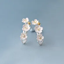 925 стерлингового серебра Cherry Blossom Интимные аксессуары Мода Лето ювелирные изделия филиал Цветы Серьги-гвоздики для Для женщин Joyas де Плата