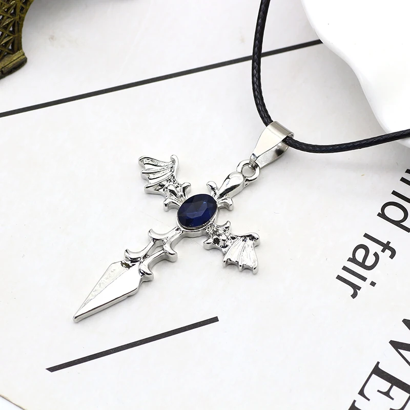 Fashion-Men-Jewelry-Cross-Pendant-Blue-Crystal-Angel-Devil-Wings-Necklaces-Pendants-Metal-Leather-Chain-Necklace (2)