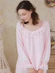Розовые пижамы милые женские пижамы Хлопок Домашняя одежда с длинным рукавом пижамы костюм женский Домашняя одежда осень