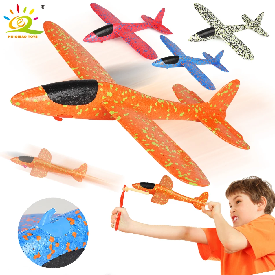 

HUIQIBAO TOYS 38*37cm Slingshot Launch Glider Aircraft Airplane ThrowFoam Airplane Plane Outdoor Educational Toys For children