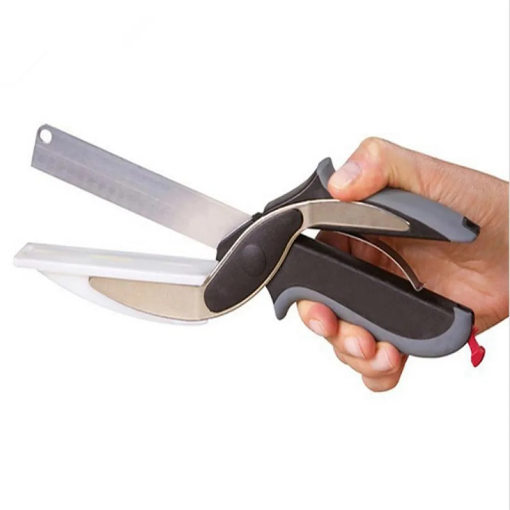 

2 In 1 Multi-Function Kitchen Meat Scissors Knife&Board Stainless Steel Kitchen Knives Meat Potato Cheese Vegetable Cutter