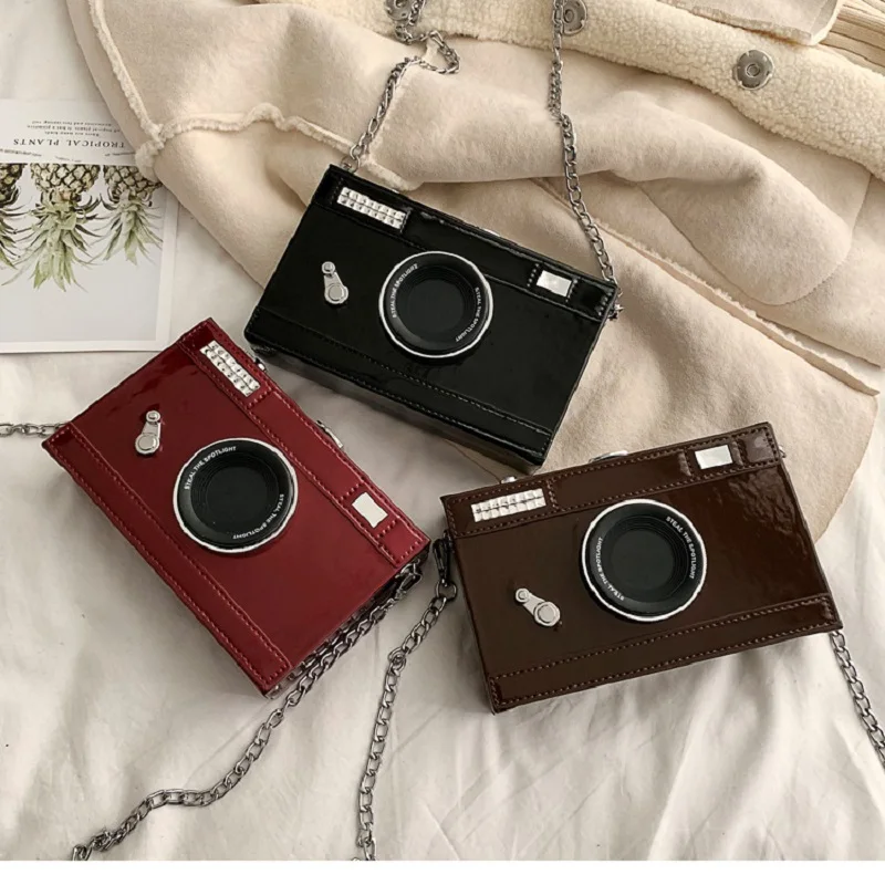 

Personality Retro Camera Shape Shoulder Bag 2019 New Women Box Leather Handbag Ladies Rock Design Crossbody Messenger Bag Purse