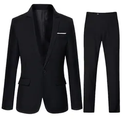 (Куртка + брюки) XMY3DWX 2018 Модные мужские Чистый цвет новый стиль удобные slim fit досуг одежда в западной стиле из двух частей