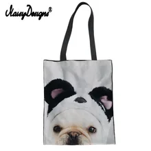 Noisydesigns Kawaii с животным принтом женские холщовые Эко хозяйственные сумки на плечо переносные черные сумки женские дорожные продуктовые сумки Bolsa Lona