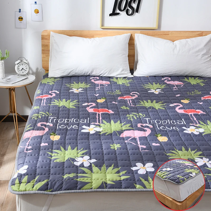 

High Quality Printing Foldable Bed Mattress Cover Non Slip Mattress Protector Pad Fitted Sheet Multifunction Bed Coverlets