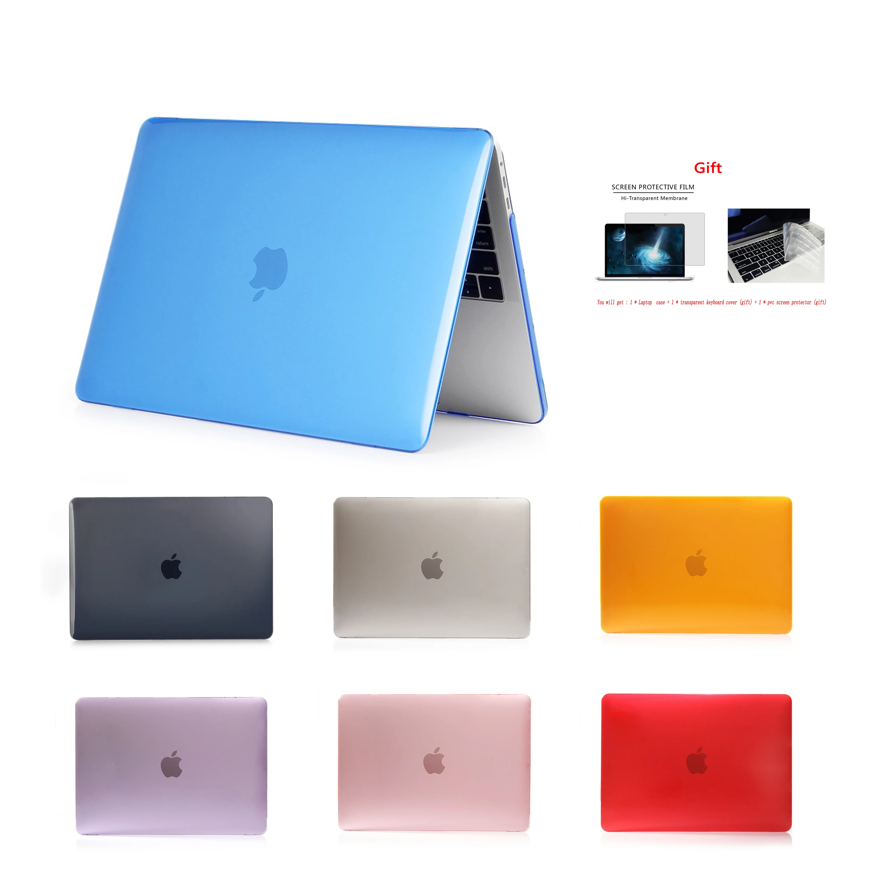 Crystal\Matte Case For Apple Macbook Air Pro Retina 11 12 13 15 inch laptop bag,For Macbook  New Air 13 pro 13 Case A1932+Gift