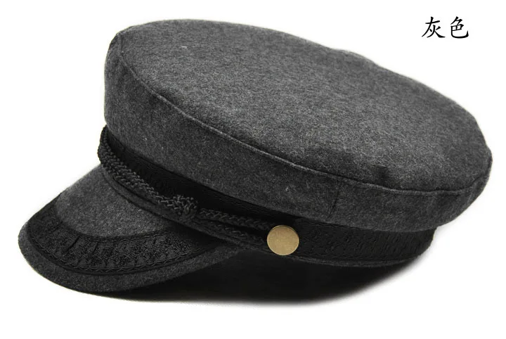 Модная женская кружевная темно-синяя плоская кепка для девушек из войлочного шерстяного материала, цветная шляпа для игр и шоу, женская кепка с уткой