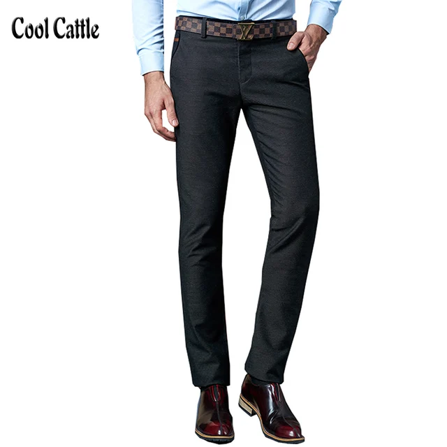 New Brand Fashion Men Casual Pants Mens Business Trousers Cotton Black ...