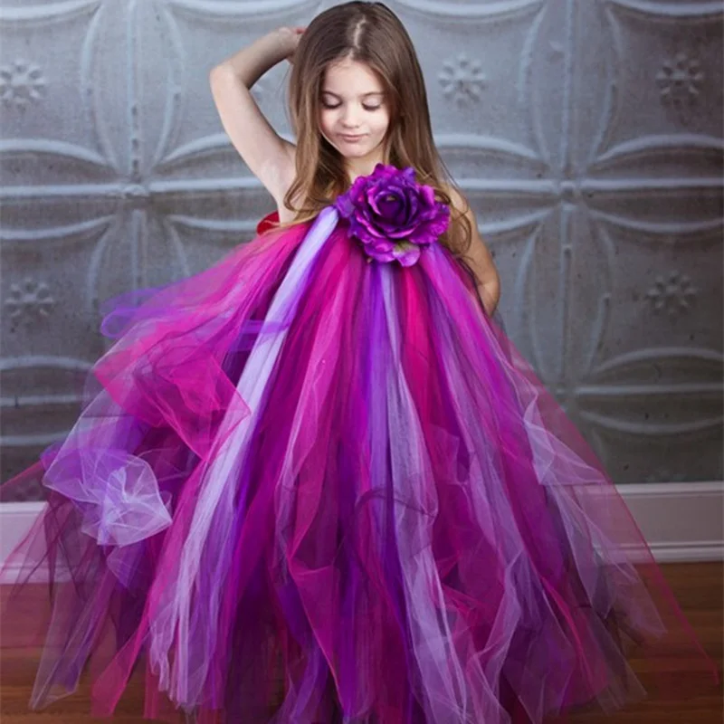 2T 8Y Shades Of Purple Tutu Dress Girl Flower Dress Princess Baby Girl