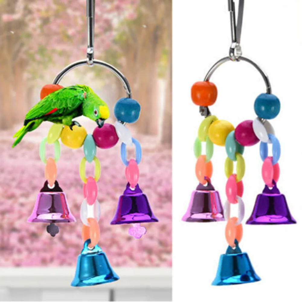 Parrot Bells Toy Birds Chewing Hanging Swing Cage Toy Parakeet Beads Cockatiel Play Toy Pet Bird Supplies