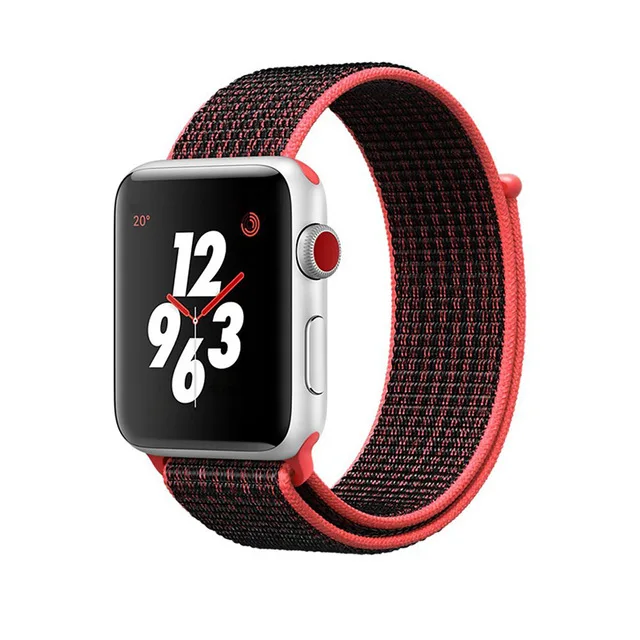 Цветной нейлоновый ремешок для часов Apple Watch 38 мм 42 мм спортивный тканый браслет Ремешки для I-Watch серии 1 2 3 4 ремешок для часов - Цвет: Red Black