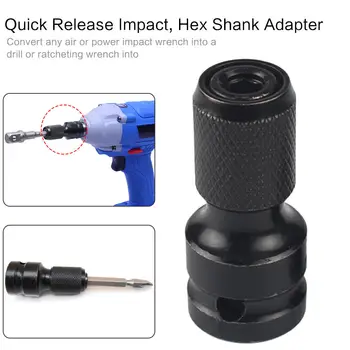 

1/2" Drive To 1/4" Hex Shank Converter Quick Release Chuck Screwdriver Bit Socket Adapter Adaptor Wrench Step Drill Convertor