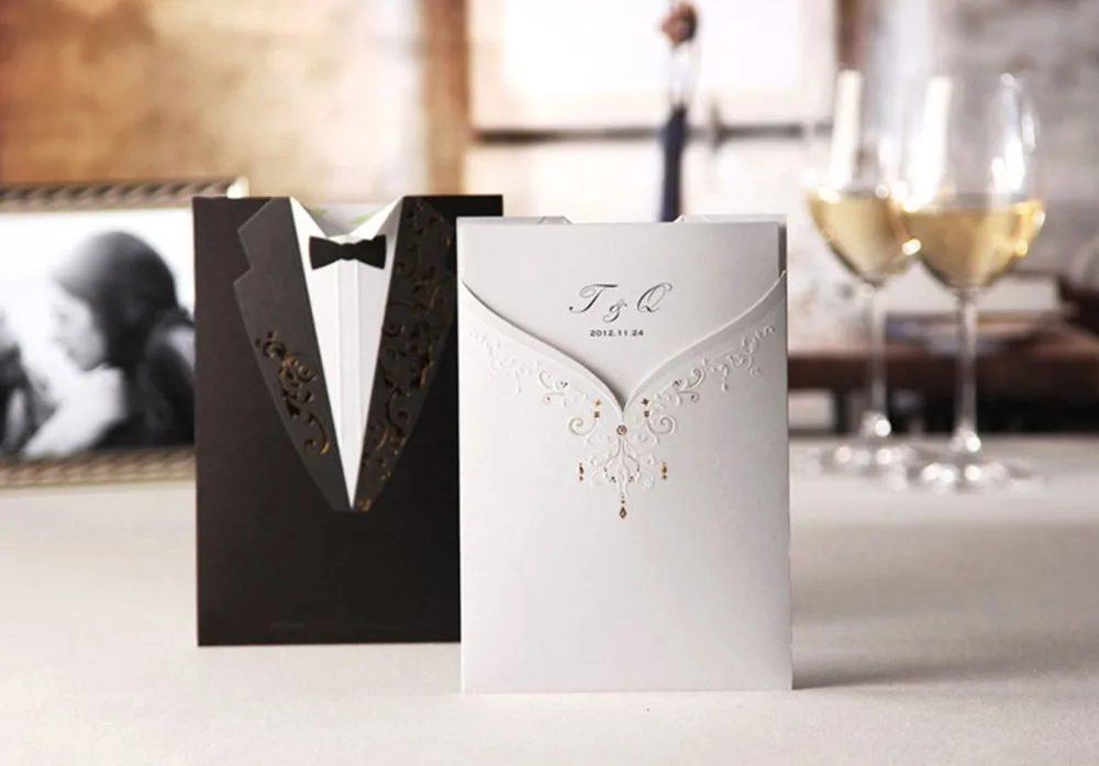 1 шт. Wishmade лазерная резка, для свадьбы приглашения жениха и невесты свадебные пригласительные открытки для помолвки свадебный душ CW2011