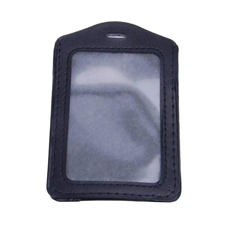 15 Pcs Vertical style Black Artificial leather business ID badge card holder with slot& chain Holes