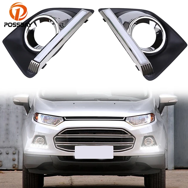 POSSBAY LED Daytime Running Light Fog Lamp Cover for Ford EcoSport MK2
