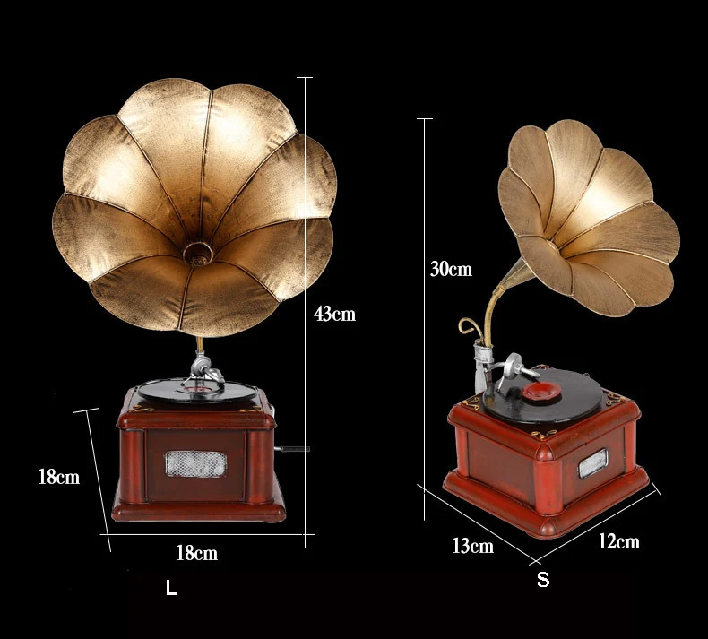 Продуктовые изделия, антикварные металлические граммофоны, винтажная модель проигрывателя, украшение для дома, креативные поделки, украшения