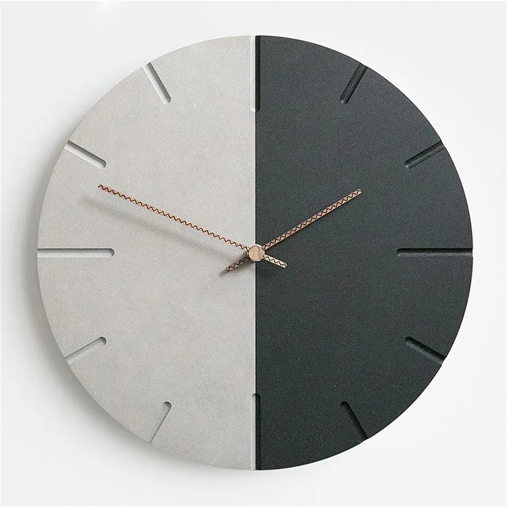 

Modern MDF Board Wall Clock Nordic Round Minimalist Fashion Retro Gray Black Artistic Silently Suzuki Clock for Cafe Home Decor