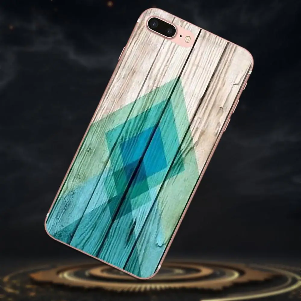 Green Chevron On Wood For Apple iPhone 4 4S 5 5C 5S SE 6 6S 7 8 Plus X XS Max XR Soft Silicone TPU Transparent Capa