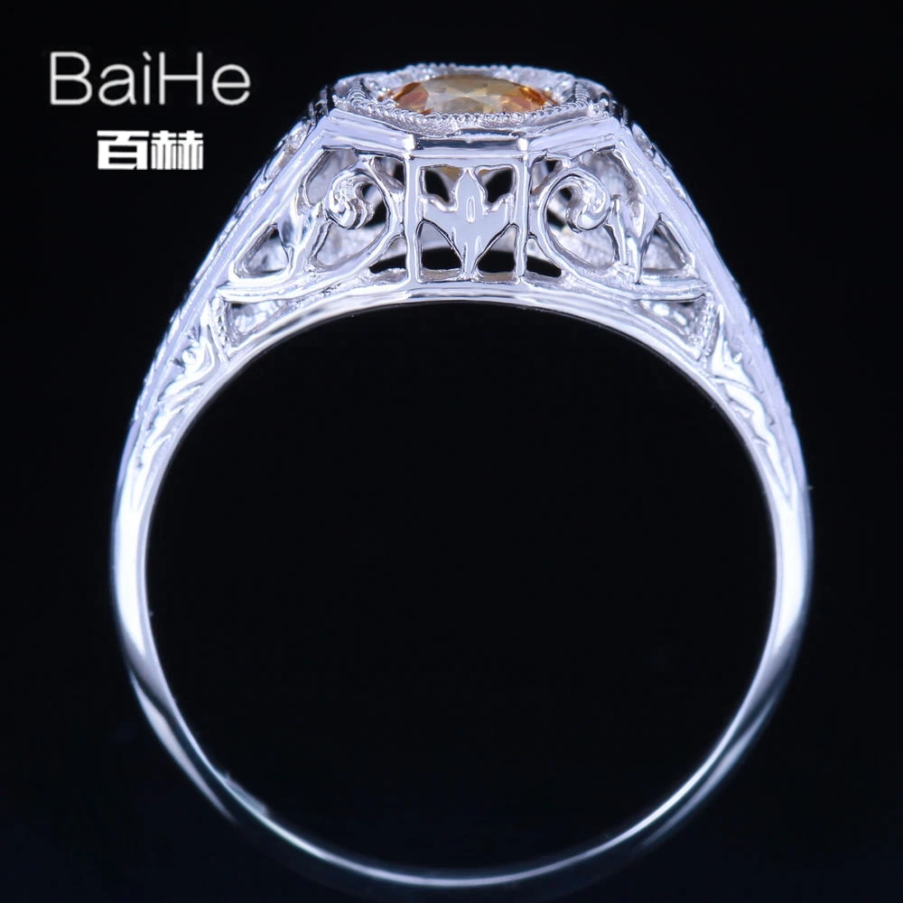 BAIHE Стерлинговое Серебро 925 пробы 0.92ct желтый безупречный круглый настоящий