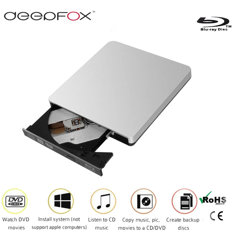 Внешний оптический привод Deepfox Bluray USB 3 0 Blu ray BD ROM CD/DVD RW|Оптические дисководы| |
