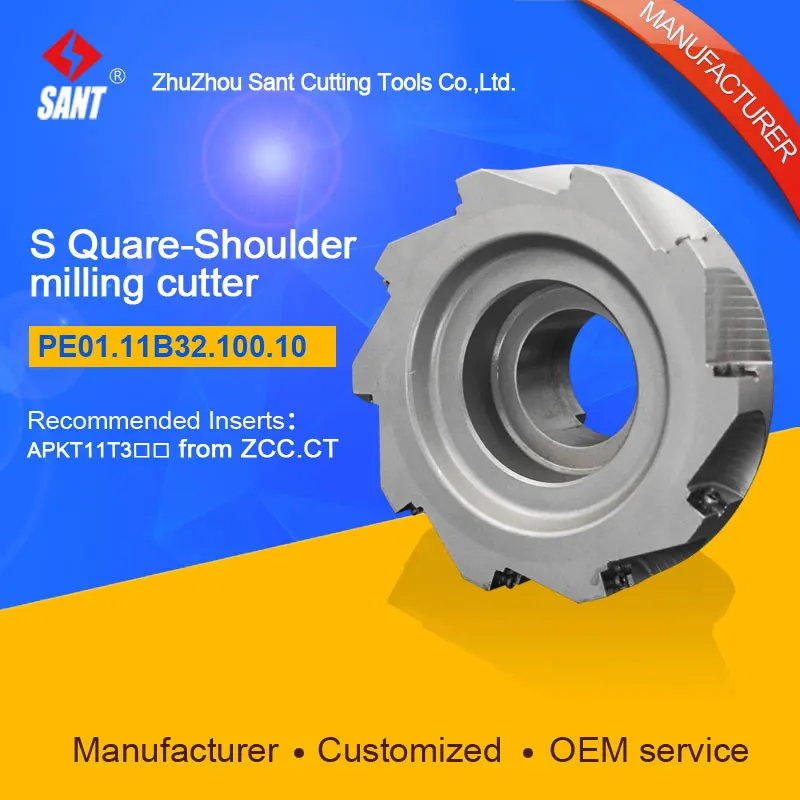 Zhuzhou Sant Indexable фреза с 90 градусов EMP02-100-B32-AP11-10/PE01.11B32.100.10 обработанный карбид Вставки