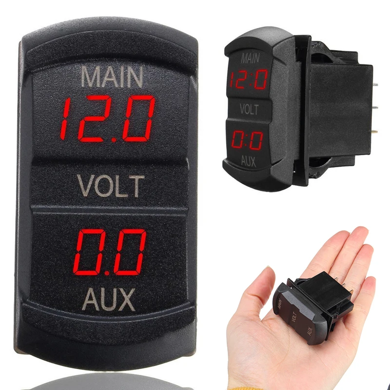 

Mayitr 1pc 10-60V Red LED Digital Volt Meters Dual Voltmeter Voltage Gauge Monitor for 12V-24V Car Motorcycle Boat Marine ATV RV