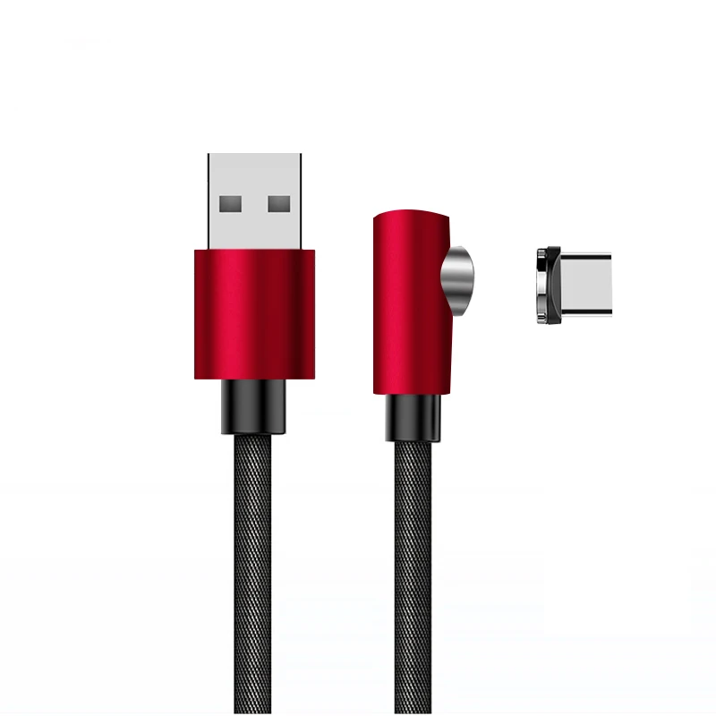 GARAS 90 градусов Магнитный кабель передачи данных для iPhone/Micro USB/type C быстрое зарядное устройство кабель магнит QC30 L Тип для huawei Xiaomi USB C - Цвет: Красный