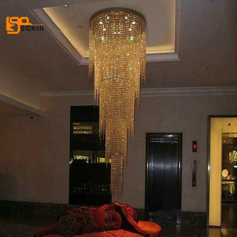 New design long modern crystal chandelier LED light 5 layers luxury hotel lobby chandeliers New design long modern crystal chandelier LED light 5 layers luxury hotel lobby chandeliers