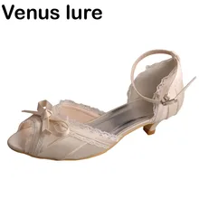 Цвета слоновой кости; обувь на каблуке «рюмочка»; женские босоножки; Свадебный сатиновый Свадебная обувь с открытым носком