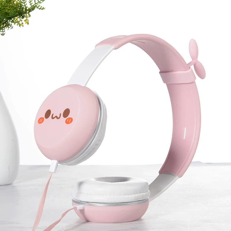 Cute Girls Wired Headphones Sport Kids HIFI Headset With Mic Wired