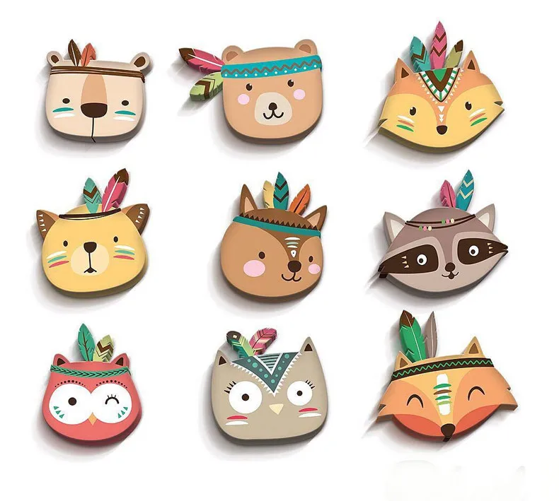 

22style Wall Decoration Owl Fox Building Block Wood Toy Model Creative Baby Kid Room Article INS Christmas Birthday Gift Nordic