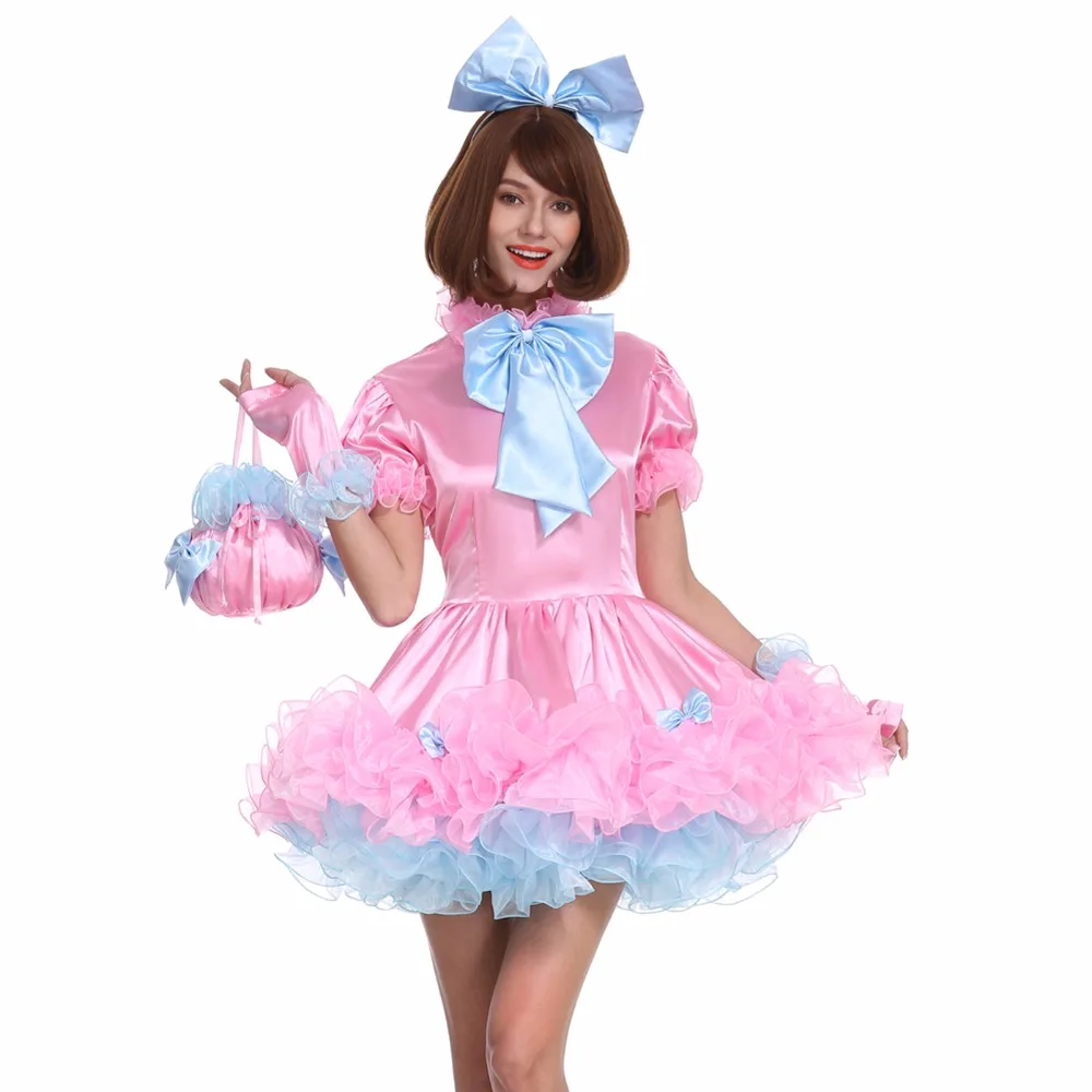 

Sissy Girl Lockable Maid Bow Pink Dress Stain Puffy Crossdress Uniform