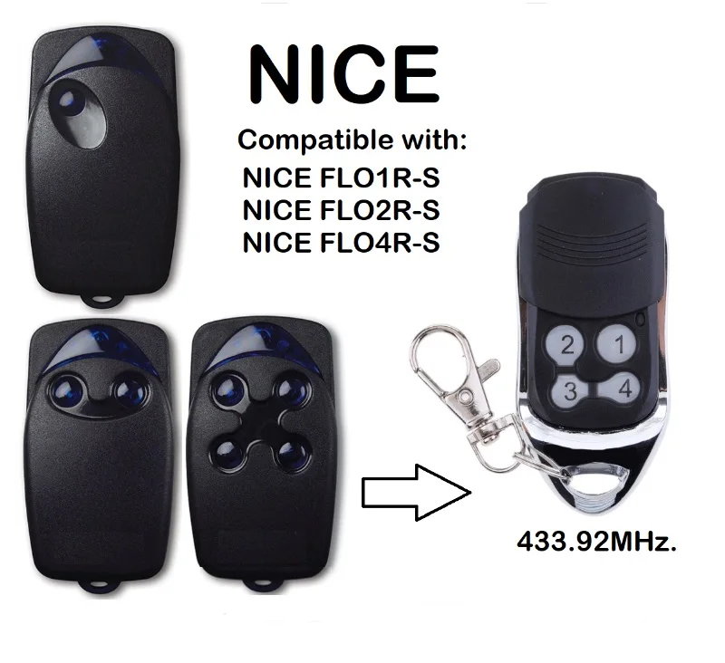 

Nice NICE Flo1r-s, Flo2r-s, Flo4r-s replacement garage door remote control