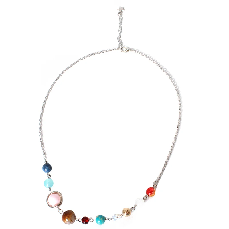 Мода сплав женские ожерелья и кулоны чокер Вселенная Галактика восемь планет солнечная система бусы ожерелье для женщин подарок - Окраска металла: Cross silver