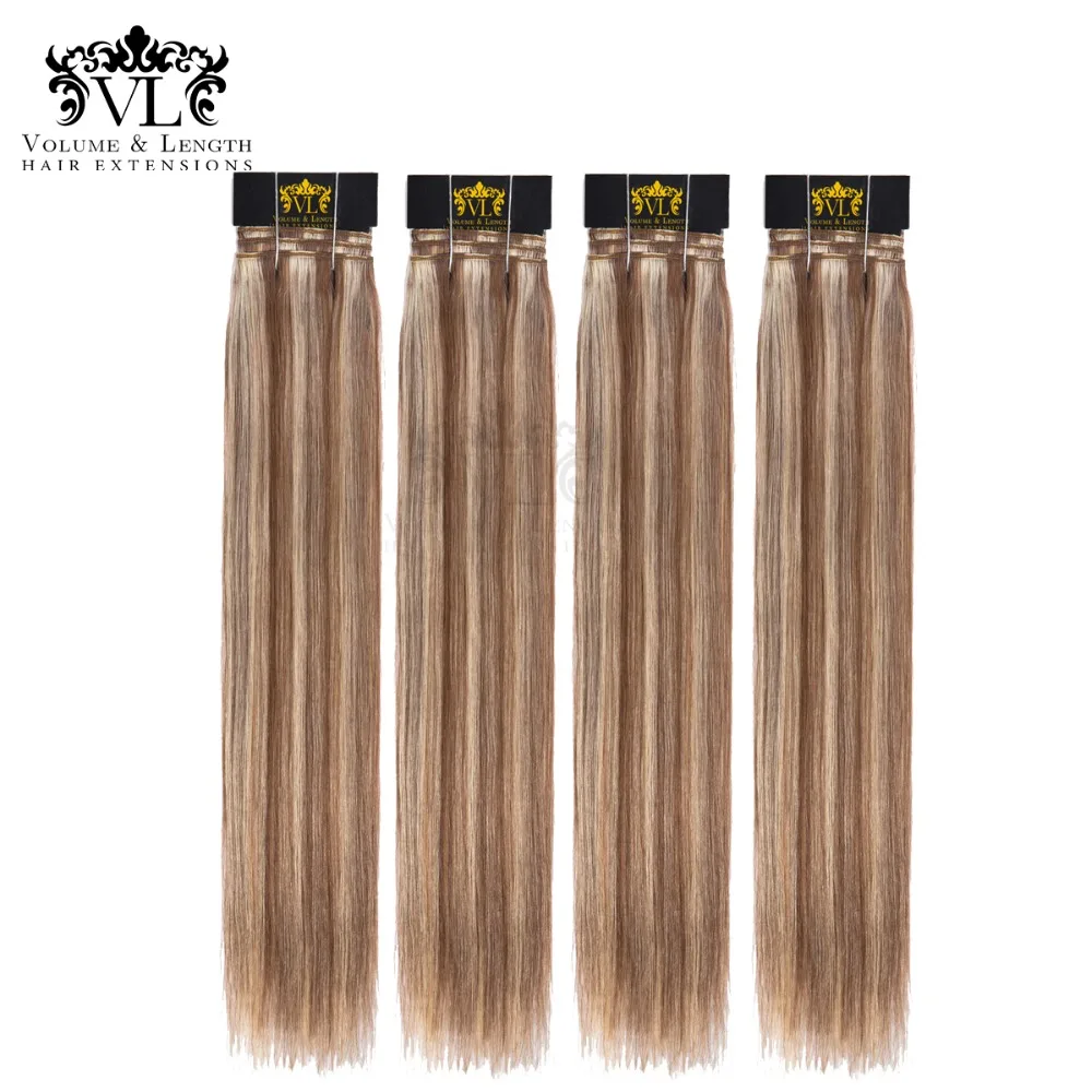 VL Ombre 4bundles коричневый/волосы светлые для наращивания 100% Волосы remy расширения европейских прямо человеческих волос с бесплатной доставкой