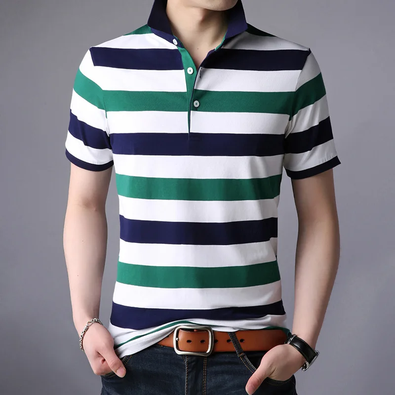  new male full cotton stretch slim short sleeve polo shirt men fashion cotton short sleeve horizonta