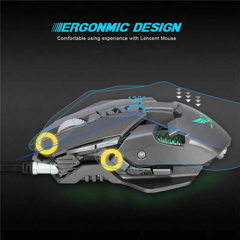 ZERODATE X300GY 7 клавиш 250-4000 dpi USB Проводная оптическая мышь механические макросы определение геймер игровой мыши для ПК компьютера ноутбука