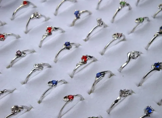 Женские ювелирные изделия 30 шт ювелирные изделия массовый выпуск Серебряные вечерние кольца с блестящими кристаллами