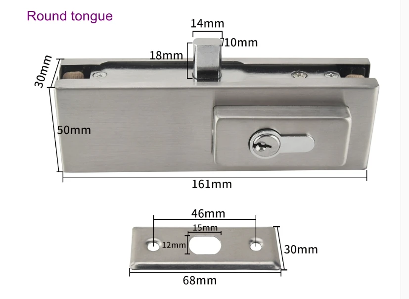 Коммерческая Прочная нержавеющая сталь 10 мм-12 мм Противоугонный стеклянный дверной замок безрамный раздвижной замок с 3 ключами