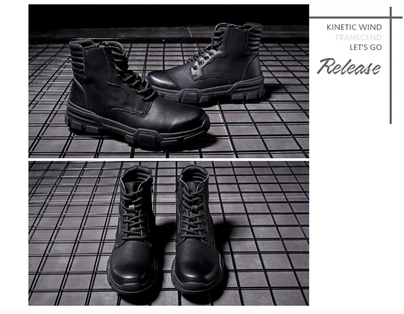 Men's Casual Motorcycle Ankle Boot Combat Leather Men Winter Boots Men Lace-up Desert Military Boots Mens Tactical Boots' Army (11)