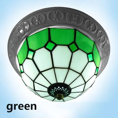Средиземноморский барокко Тиффани Ретро Потолочные светильники E27 лампы luminaria потолочные светильники для кровати, гостиной, художественное украшение для дома - Цвет корпуса: green