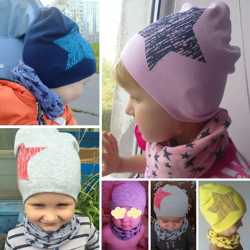 Зимняя и Весенняя детская шапка, теплая хлопковая шапка для маленьких мальчиков, шапка, шарф, шапочка, шапочка для детей, шапка для мальчиков с рисунком звезды, детская шапка, шапочки