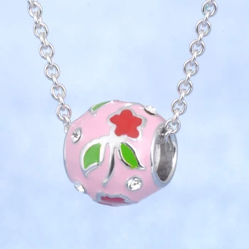 

Good Quality Popular 2018 New Design Beautiful Solid Pink Color Flower Pattern 925 Sterling Silver Snake/Cross Chain Necklace